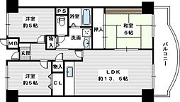 南海高野線 千代田駅 バス10分 神社前（河内長野市）下車 徒歩1分の賃貸マンション 6階3LDKの間取り