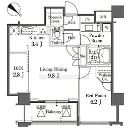 MFPR目黒タワー 1SLDKの間取図画像