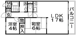 ハイムモリシタ 2LDKの間取図画像