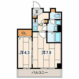 ラベラヴィータ横濱大通り公園 2Kの間取図画像