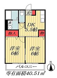 JR総武線 東船橋駅 徒歩3分の賃貸アパート 2階2DKの間取り