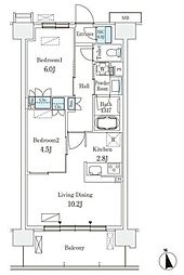 スカイグランデ津田沼 5階2LDKの間取り