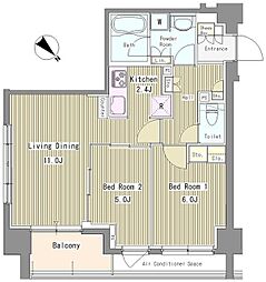リベルテ月島 3階2LDKの間取り