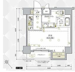 ベルシード王子 11階1Kの間取り