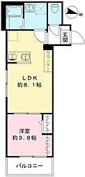 カサデルーナ 1LDKの間取図画像
