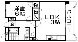 グランデあんご 9階1LDKの間取り