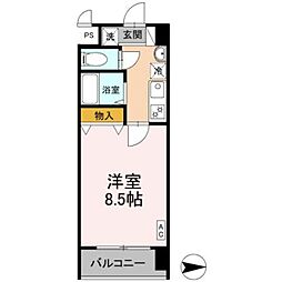 カスタリア京都西七条 6階1Kの間取り