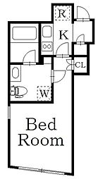 VERITAS EIFUKUCHO 4階1Kの間取り