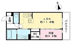 阪神本線 尼崎駅 徒歩11分の賃貸アパート 1階1LDKの間取り