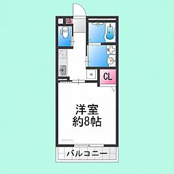 ロイヤルコート津久野 1Kの間取図画像