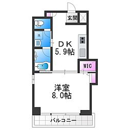 ブランミュール文の里 1DKの間取図画像
