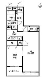 朝日プラザ相武台 1LDKの間取図画像