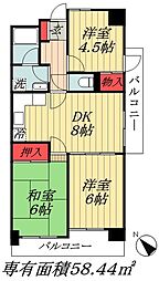 東京メトロ東西線 南行徳駅 徒歩3分の賃貸マンション 5階3DKの間取り