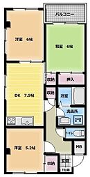 マンション伊興 3階3DKの間取り
