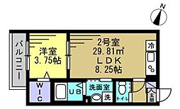 SUN HORIZON I 2階1LDKの間取り