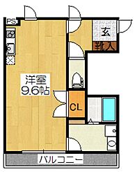 M.Residence目黒 2階ワンルームの間取り