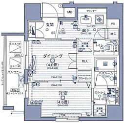 ヴェルディーク浅草 4階1DKの間取り