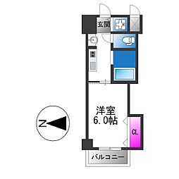 CITYSPIRE布施 1Kの間取図画像