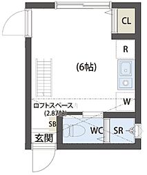 シエスタヴィラ上鷺宮の杜 East棟 2階ワンルームの間取り