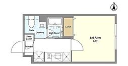 ガーデンレジデンス恵比寿 1階1Kの間取り