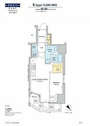 プラウドフラット文京千駄木 5階1LDKの間取り