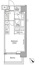 ザ・パークハビオ月島フロント 8階ワンルームの間取り