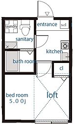 フォレストタウン H 1階1Kの間取り