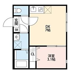 MK Residency 1階1DKの間取り