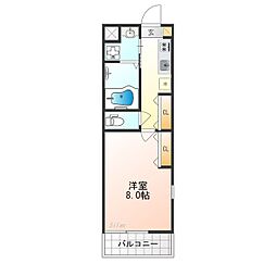 Shining二条離宮 2階1Kの間取り