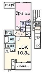 花の木 2階1LDKの間取り