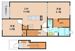 ケイ・モアール 2階2LDKの間取り