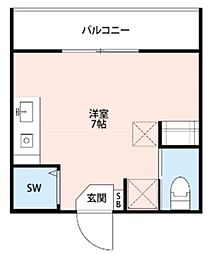 FIRSTORDER RESIDENCES 2階ワンルームの間取り