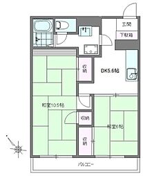 船橋ファミリーマンション 2DKの間取図画像
