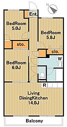 セイシェル 3階3LDKの間取り
