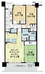 サーパス鴨宮 4階3LDKの間取り