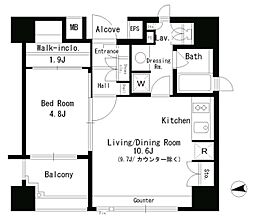 パークアクシス神楽坂ステージ 1LDKの間取図画像