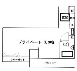 ダイヤモンドスクエア新所沢 ワンルームの間取図画像