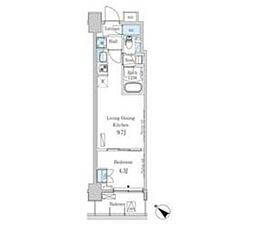 パークアクシス押上レジデンス 3階1LDKの間取り