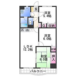 カサ・デ・わさII 1階3LDKの間取り