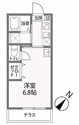スカイホワイト喜多見 1Kの間取図画像