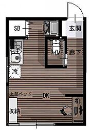 LACOEUR九大学研都市1 ワンルームの間取図画像