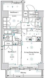 アークマーク王子 12階2LDKの間取り