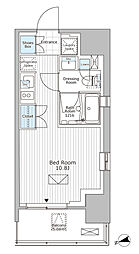 パークアクシス市川 6階ワンルームの間取り