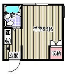 ファミーユ本多 1階ワンルームの間取り