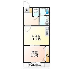 Felimo京都西陣 3階1LDKの間取り