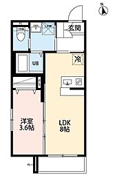 robot home 指扇(ロボットホーム サシオウギ) 1LDKの間取図画像