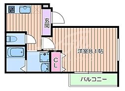 フジパレス垂水町5番館 1Kの間取図画像