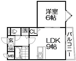 リーガルエクセレント 2階1LDKの間取り