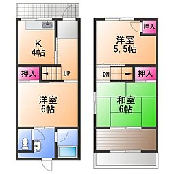 南海線 高石駅 徒歩12分の賃貸テラスハウス 3DKの間取り