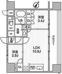 ニド巣鴨 12階2LDKの間取り
